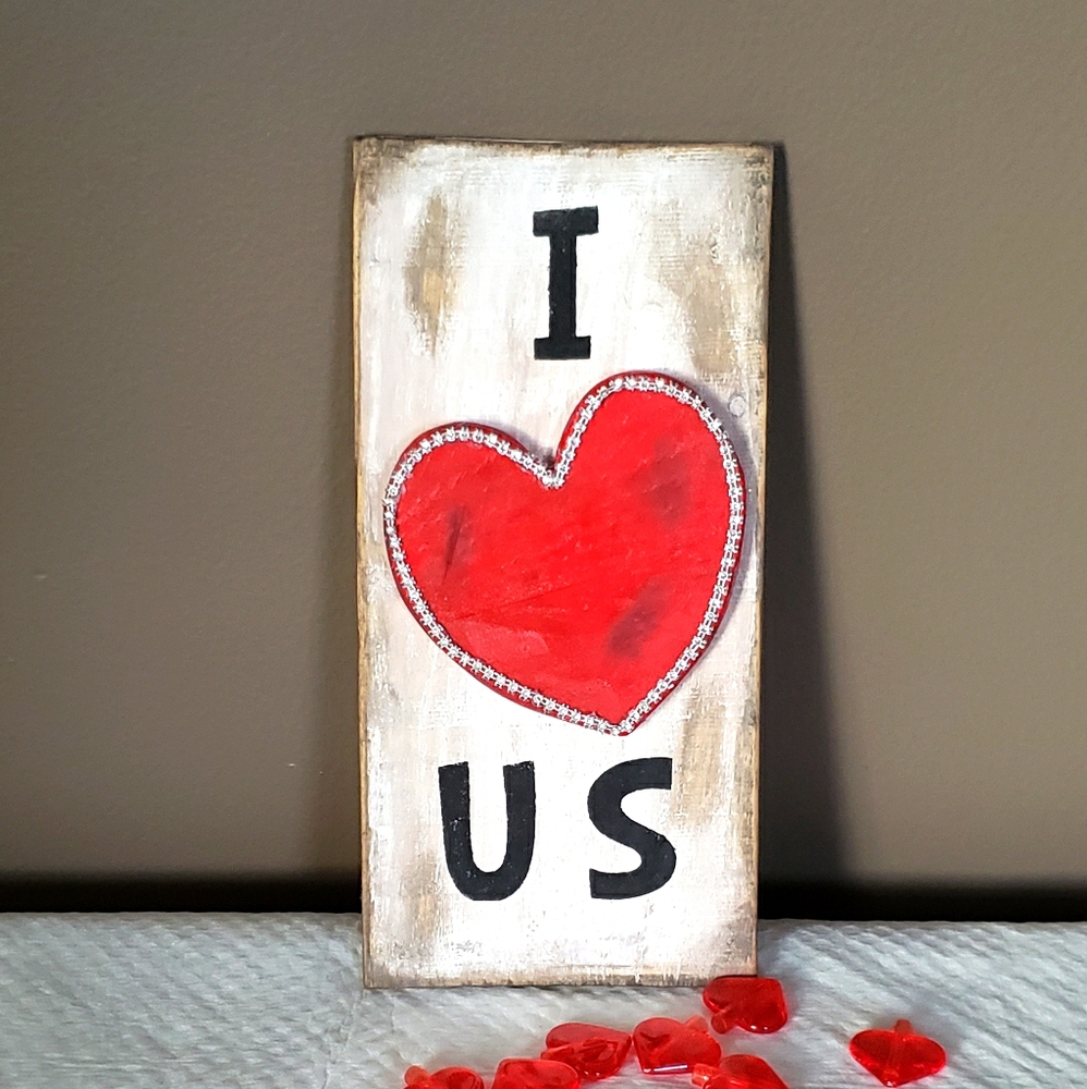 Valentine's i love us shelf sitter home decor